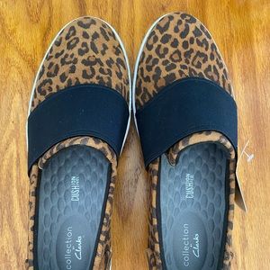 Clark’s animal print slip-ons NWT